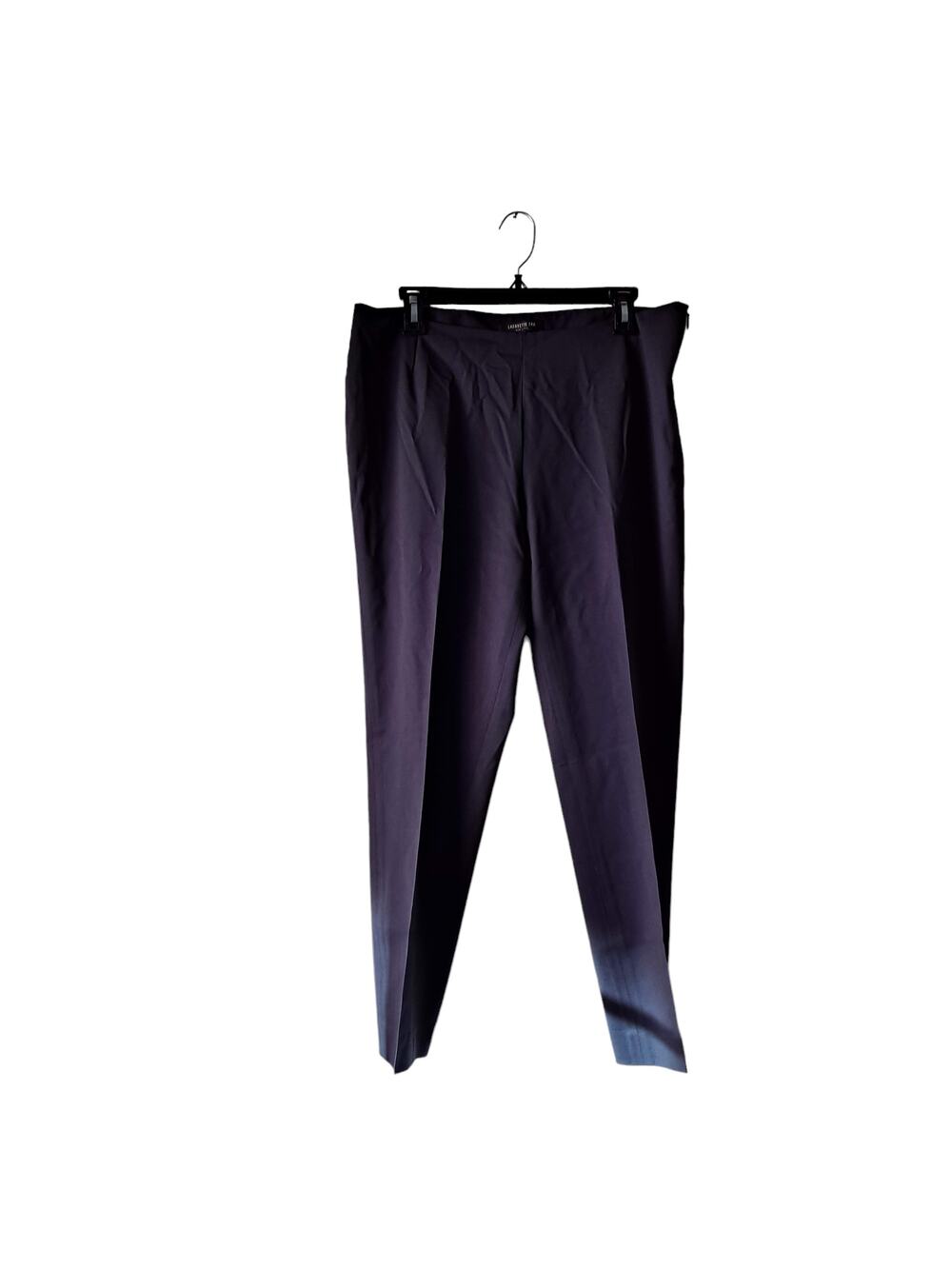 Lafayette 148 NY Women Blue Black Flat Front Straight Leg Side Zip Pant Size 12